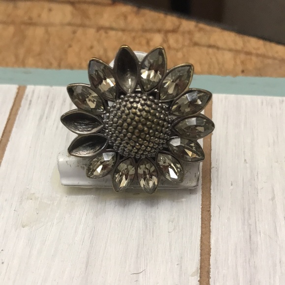 Fossil Sunflower Ring 7.5 Rhinestones Chunky Fun - Picture 2 of 13